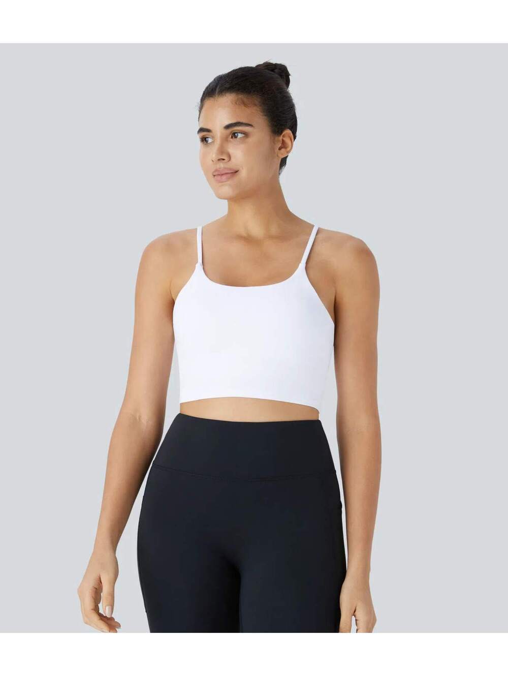 Halara Basic Padded Workout Cropped Tank Top White Size Large
